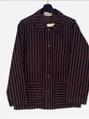 Proche! Women's Striped Blazer Jacket in Dark Brown and Black